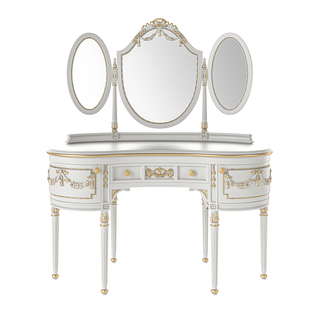 17222 1 Drawer With 2 Door And 3-Mirrors Vanity Table